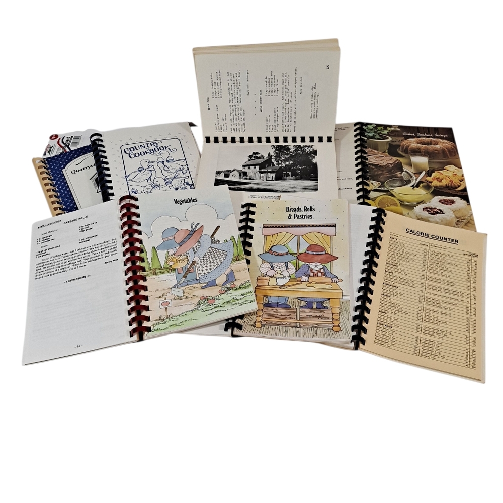 VTG Lancaster County, PA Cookbooks/Fire Hall, Church, Twirler's, Library Set/7